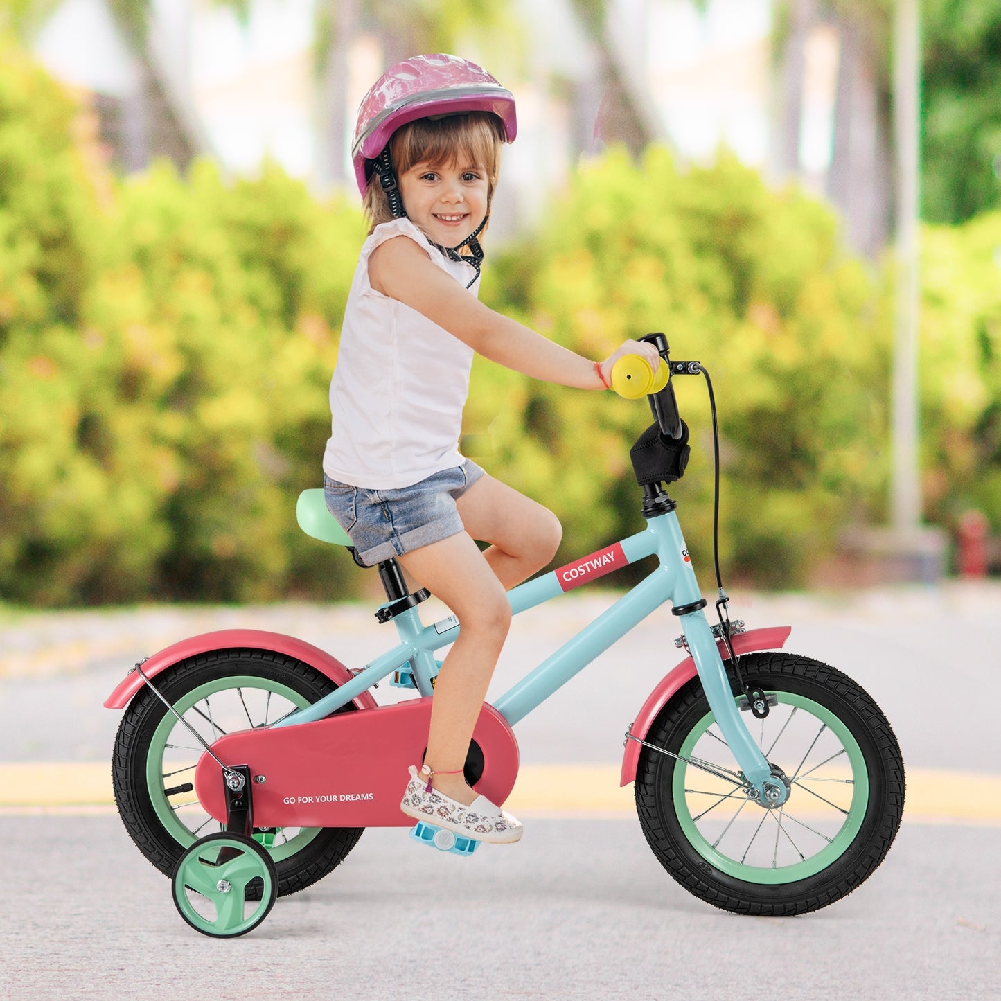 Kids Bike with Adjustable Handlebar and Saddle Blue-12 Inches Kids Crystal