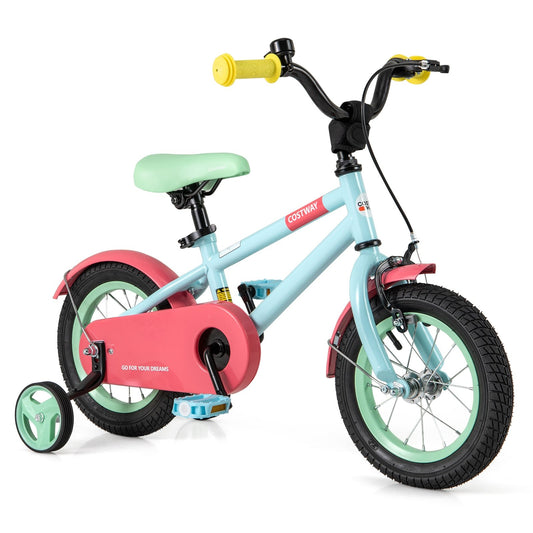 Kids Bike with Adjustable Handlebar and Saddle Blue-12 Inches Kids Crystal