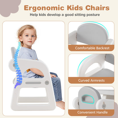 Kids Table and Chair Set with Building Blocks-Gray