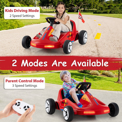 12V Electric Go Kart for Kids Race Toy with Remote Control and Music-Red