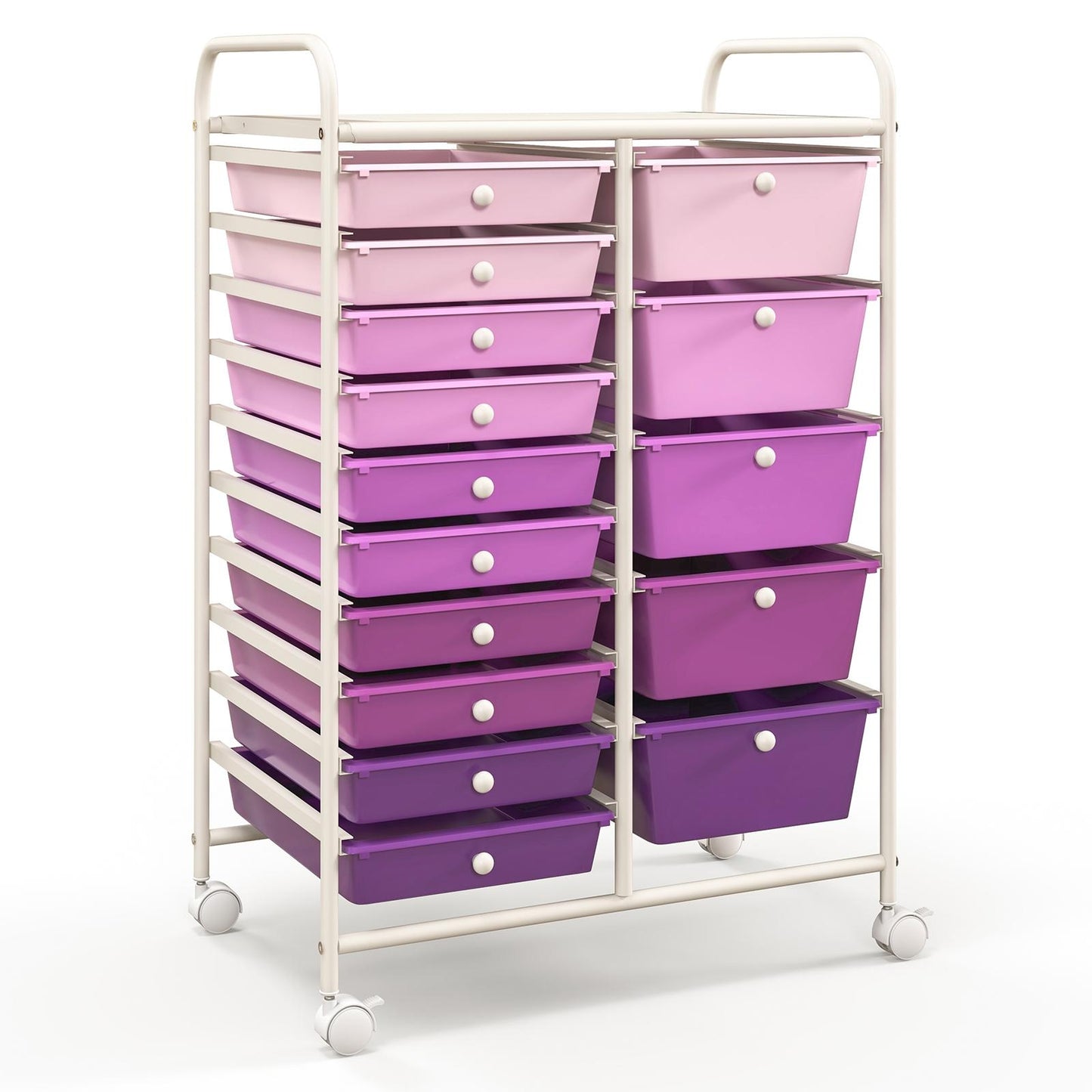 15-Drawer Utility Rolling Organizer Cart Multi-Use Storage-Purple Kids Crystal