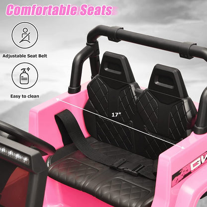 12V Kids Ride-on Jeep Car with 2.4 G Remote Control-Pink