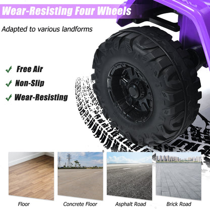 12V Kids Ride-on Jeep Car with 2.4 G Remote Control-Purple