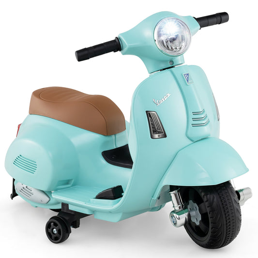 Kids Ride on Motorcycle Licensed Vespa with LED Headlight and Horn Sound-Green