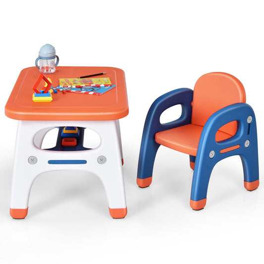Kids Activity Table and Chair Set with Montessori Toys for Preschool and Kindergarten-Orange Kids Crystal
