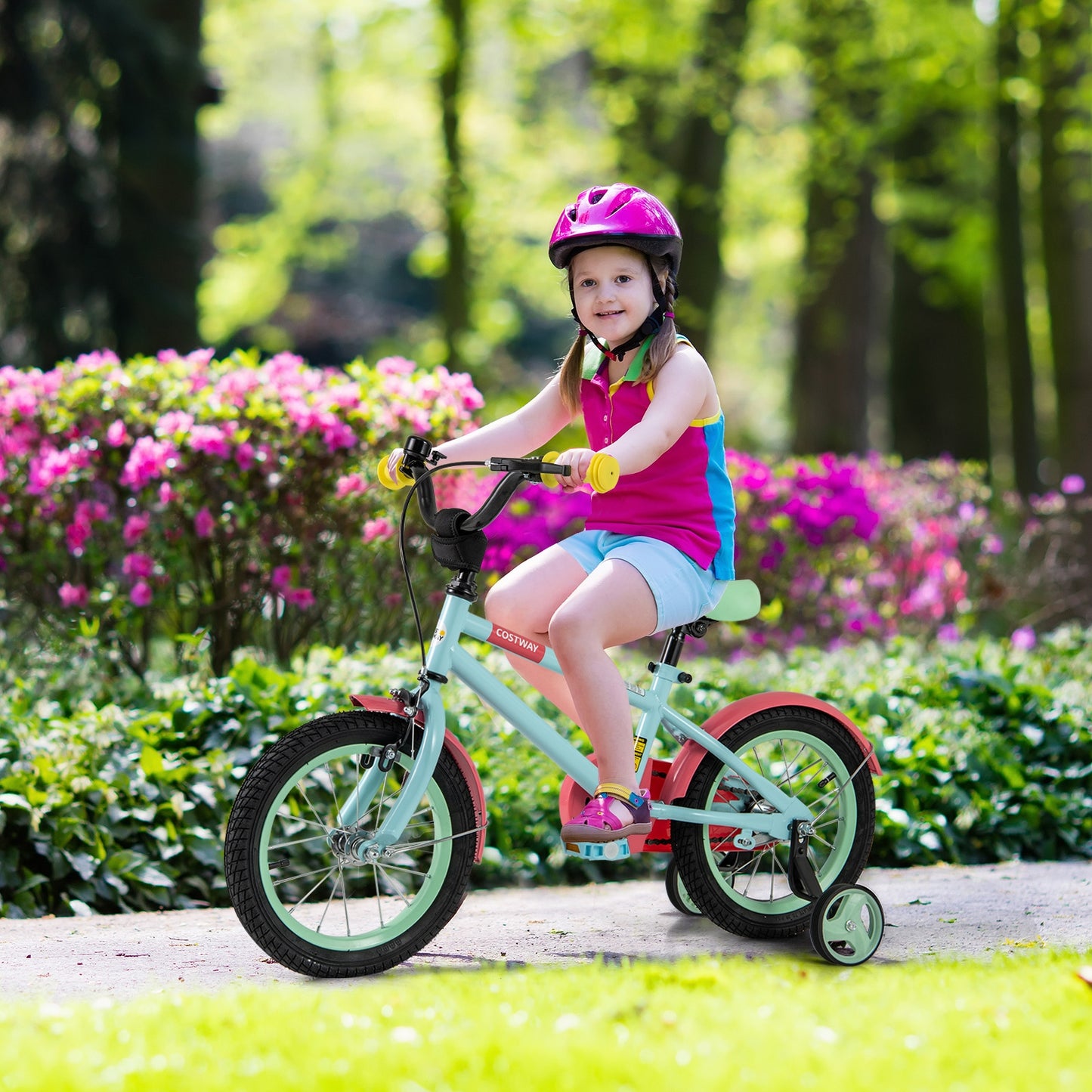 Kids Bike with Adjustable Handlebar and Saddle Blue-14 inches Kids Crystal