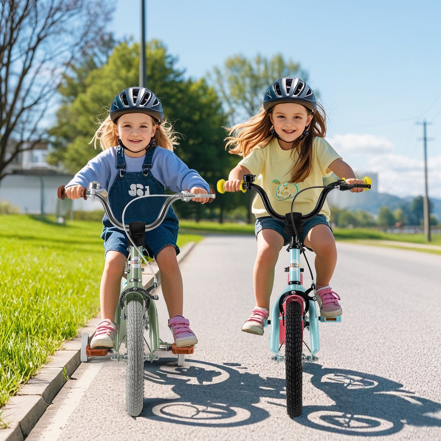 Kids Bike with Adjustable Handlebar and Saddle Blue-14 inches Kids Crystal