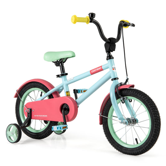 Kids Bike with Adjustable Handlebar and Saddle Blue-14 inches Kids Crystal
