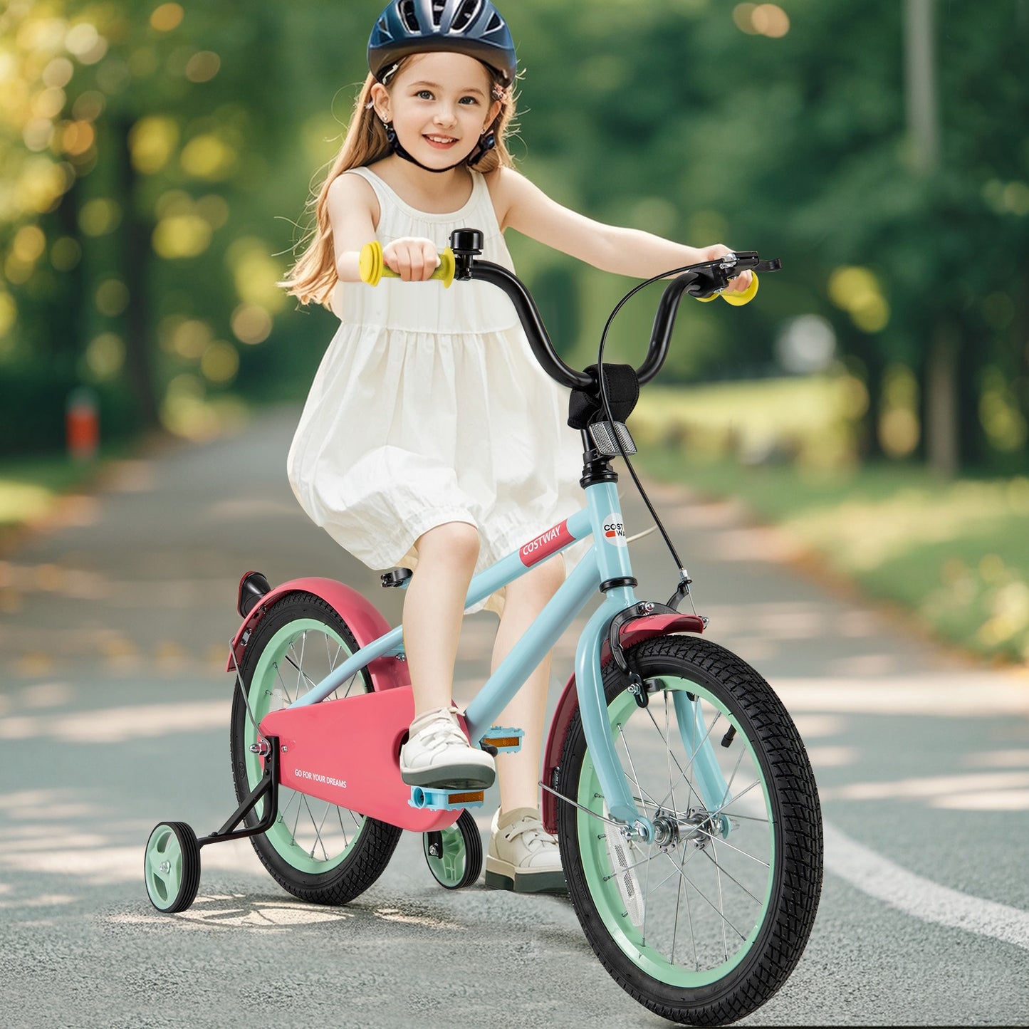Kids Bike with Adjustable Handlebar and Saddle Blue-16 inches Kids Crystal
