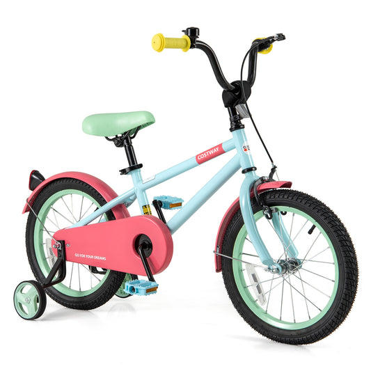 Kids Bike with Adjustable Handlebar and Saddle Blue-16 inches Kids Crystal