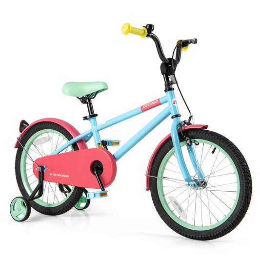 Kids Bike with Adjustable Handlebar and Saddle Blue-18 inches Kids Crystal