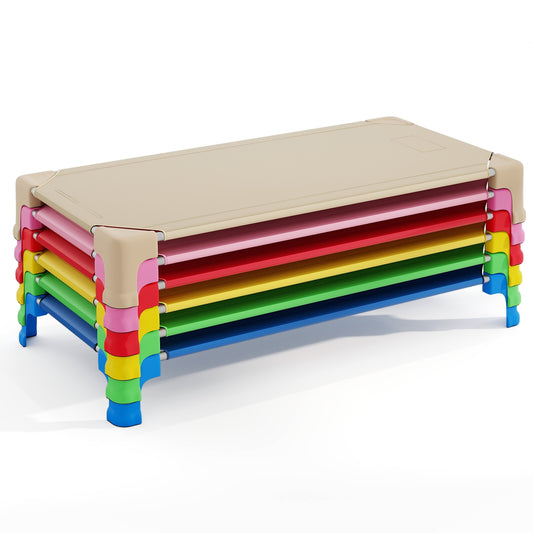 Portable 6 Pack Stackable Daycare Cots Sleeping Bed for Kids 53 Inch-Multicolor Kids Crystal