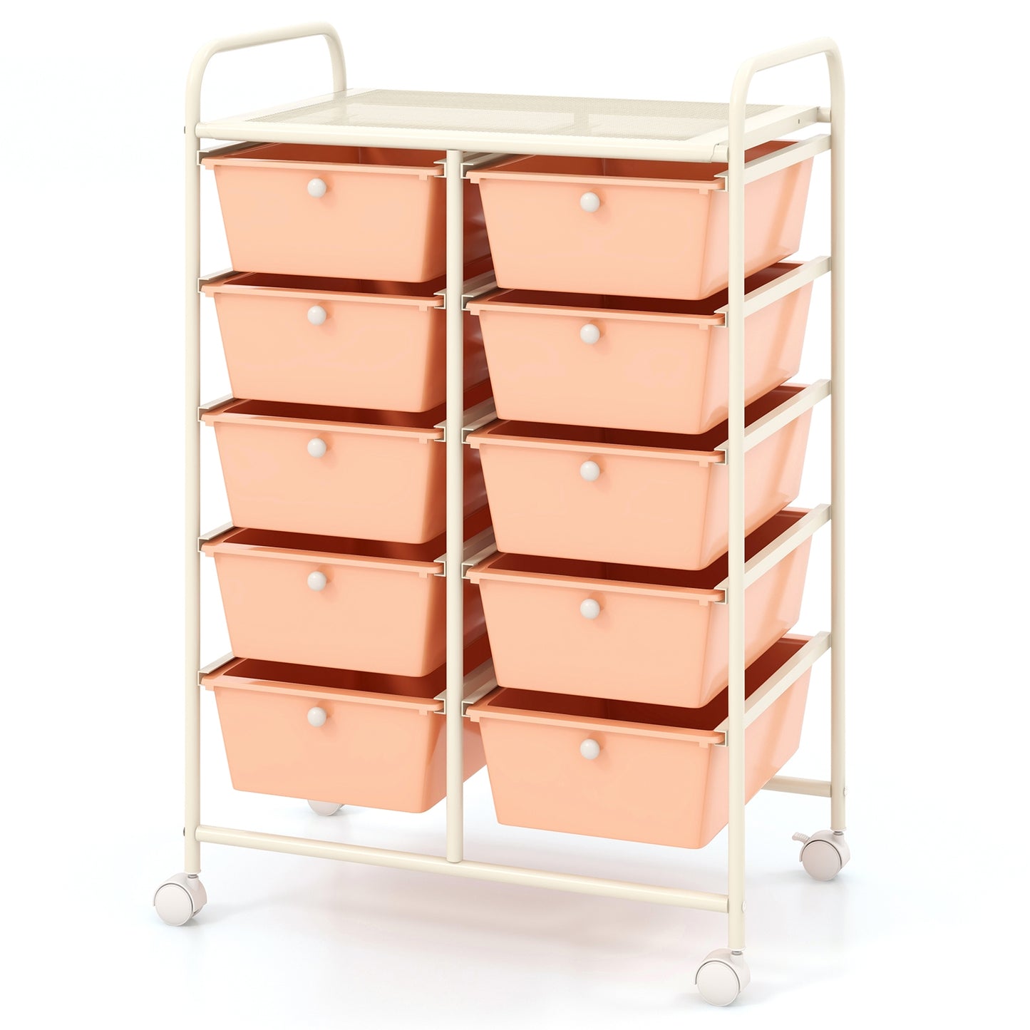 10-Drawer Rolling Storage Cart-Peach Kids Crystal