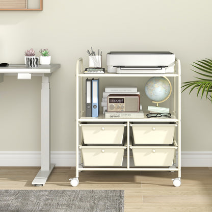 12-Drawer Rolling Storage Cart with Removable Drawers and Lockable Wheels-White