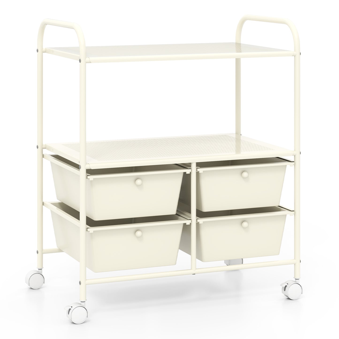 12-Drawer Rolling Storage Cart with Removable Drawers and Lockable Wheels-White Kids Crystal
