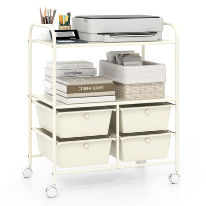 12-Drawer Rolling Storage Cart with Removable Drawers and Lockable Wheels-White