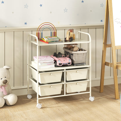 12-Drawer Rolling Storage Cart with Removable Drawers and Lockable Wheels-White