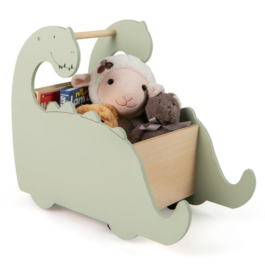 2 in 1 Wooden Baby Push Walker with Pine Wood Handle-Green