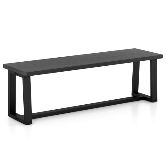 Wood Dining Bench with Metal Frame and Adjustable Footpads-Black Kids Crystal
