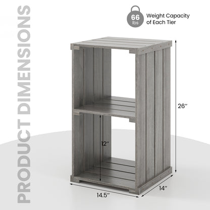 2-Cube Storage Shelf with Open Back and 3-Tier Shelf-Light Gray