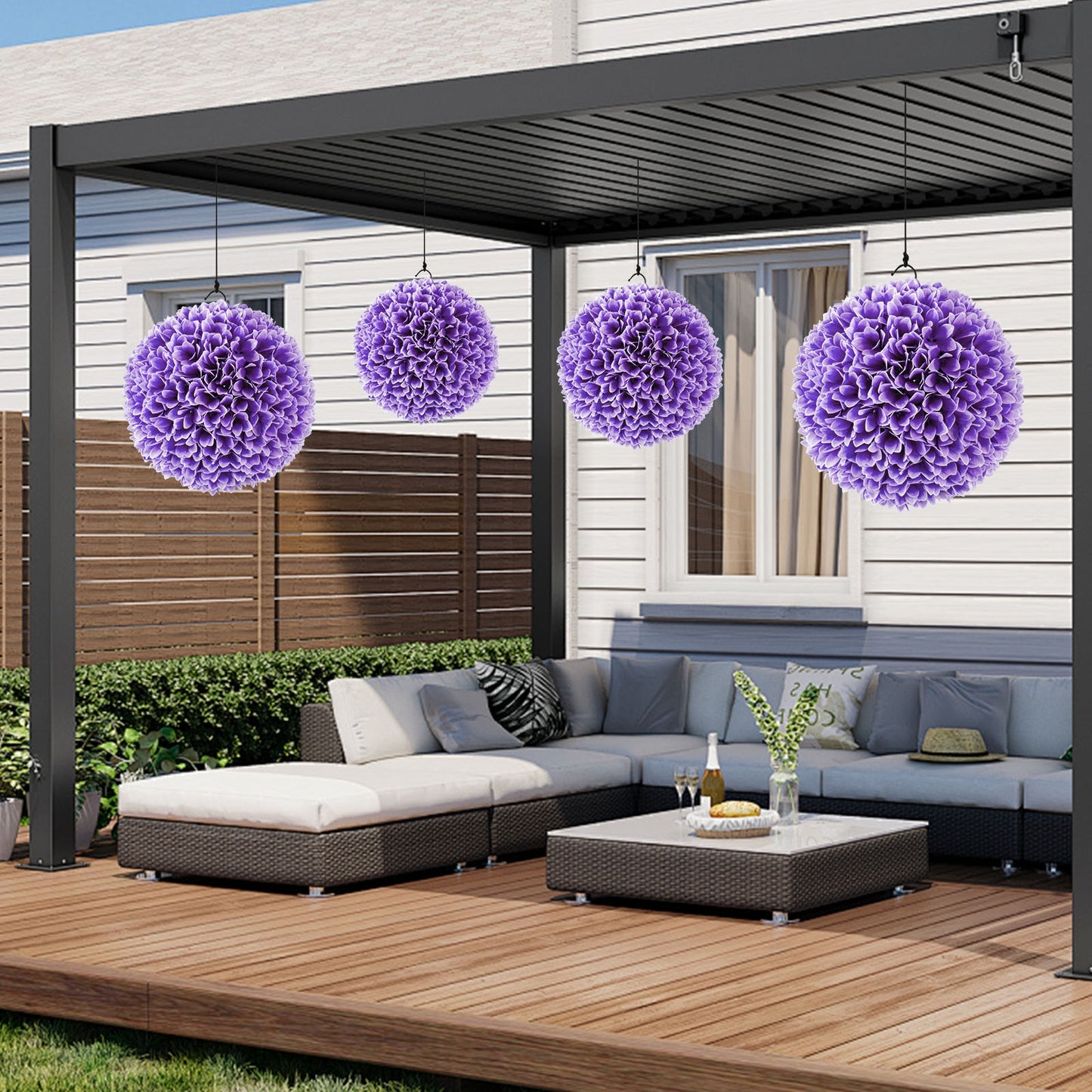 2 Pieces Artificial Plant Topiary Balls Faux Boxwood Decorative Balls-Purple Kids Crystal