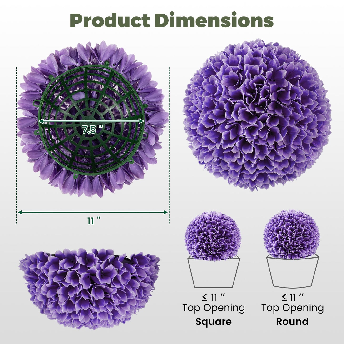 2 Pieces Artificial Plant Topiary Balls Faux Boxwood Decorative Balls-Purple Kids Crystal