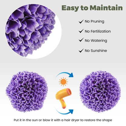 2 Pieces Artificial Plant Topiary Balls Faux Boxwood Decorative Balls-Purple
