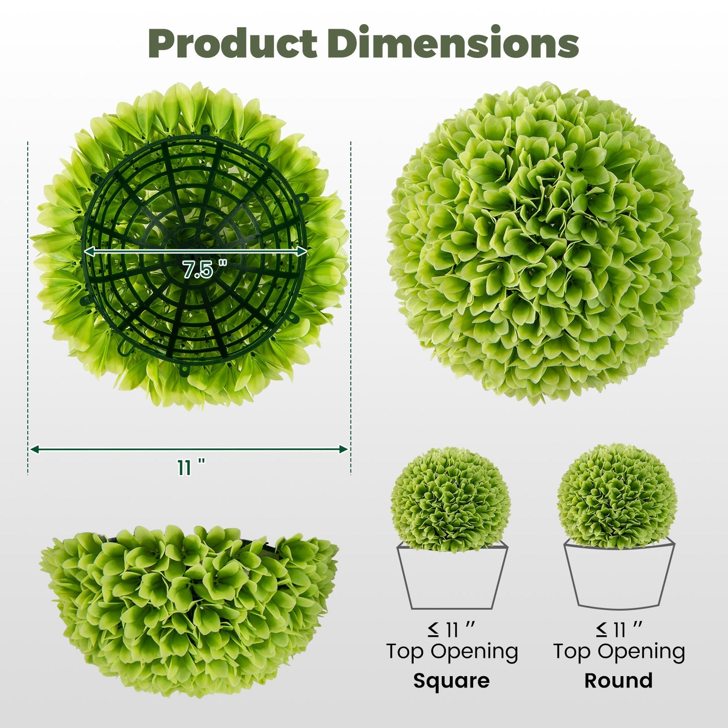 2 Pieces Artificial Plant Topiary Balls Faux Boxwood Decorative Balls-Green Kids Crystal