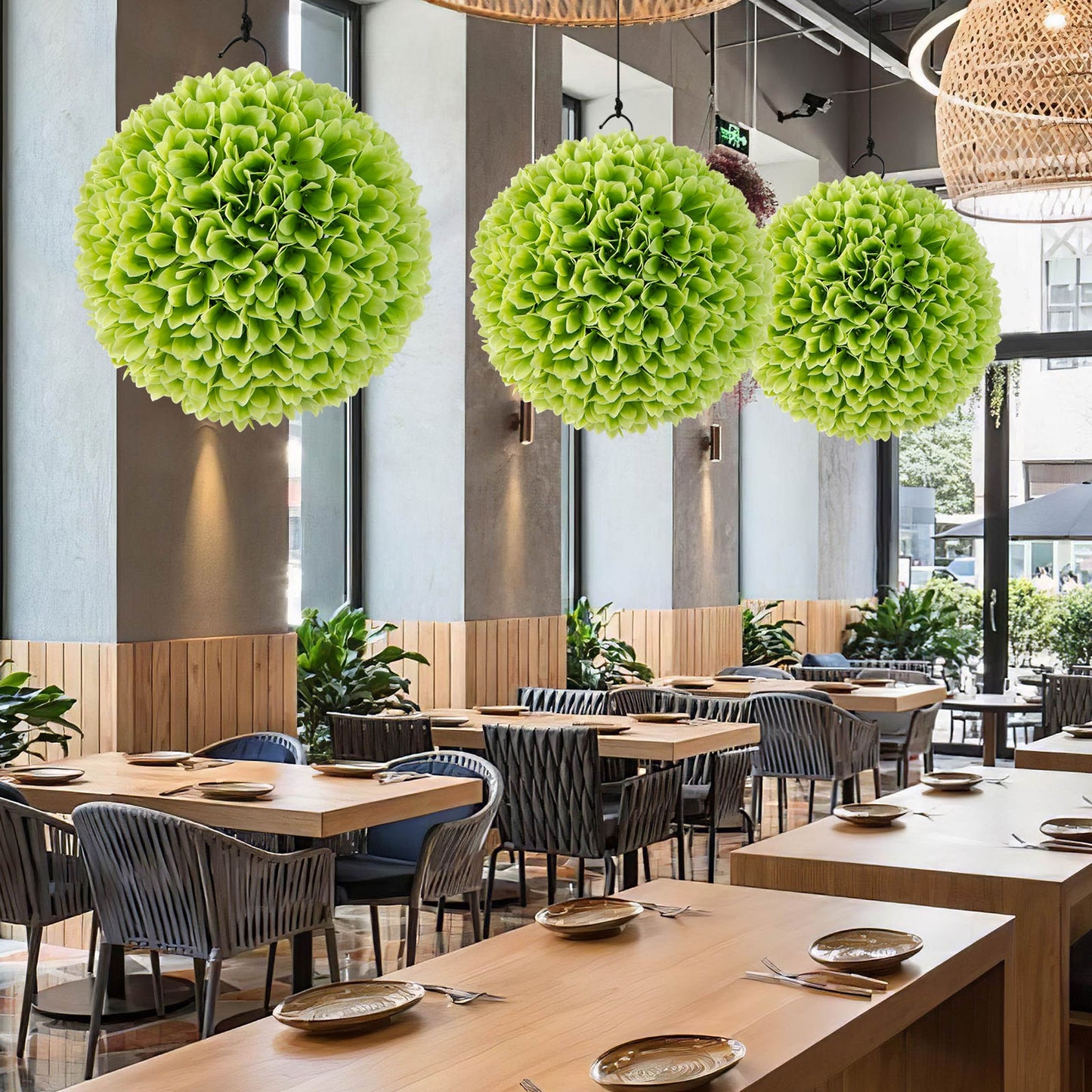 2 Pieces Artificial Plant Topiary Balls Faux Boxwood Decorative Balls-Green Kids Crystal