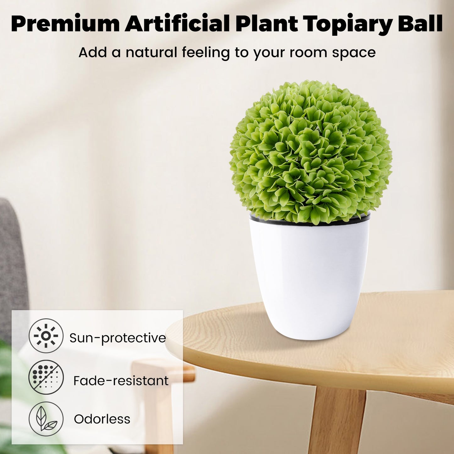2 Pieces Artificial Plant Topiary Balls Faux Boxwood Decorative Balls-Green Kids Crystal