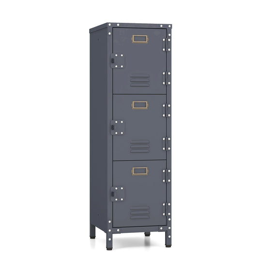 Metal Storage Locker with 3 Lockable Doors and Adjustable Feet Kids Crystal