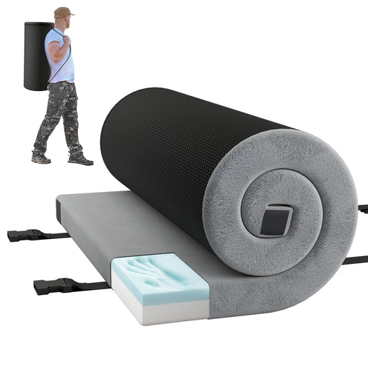 Foldable Camping Mattress with High density foam Cushion and Anti-slip Bottom-Gray