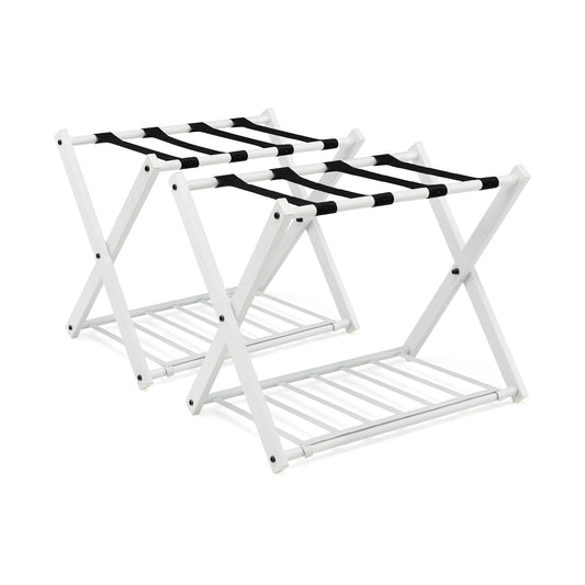 Set of 2 Folding Metal Luggage Rack Suitcase-White Kids Crystal