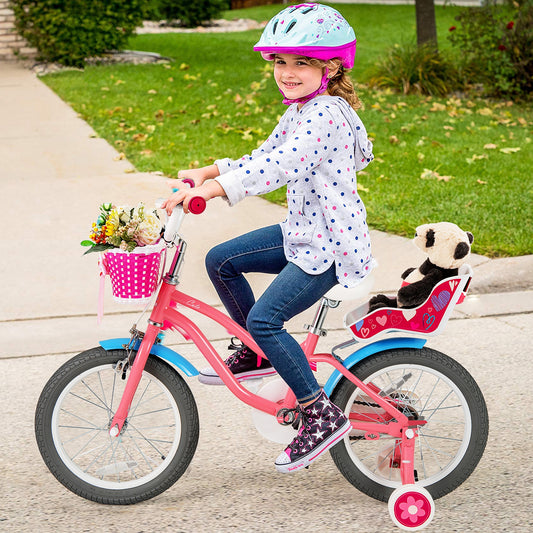 16 Inch Kids Bike with Training Wheels and Storage Basket-16 inches Kids Crystal
