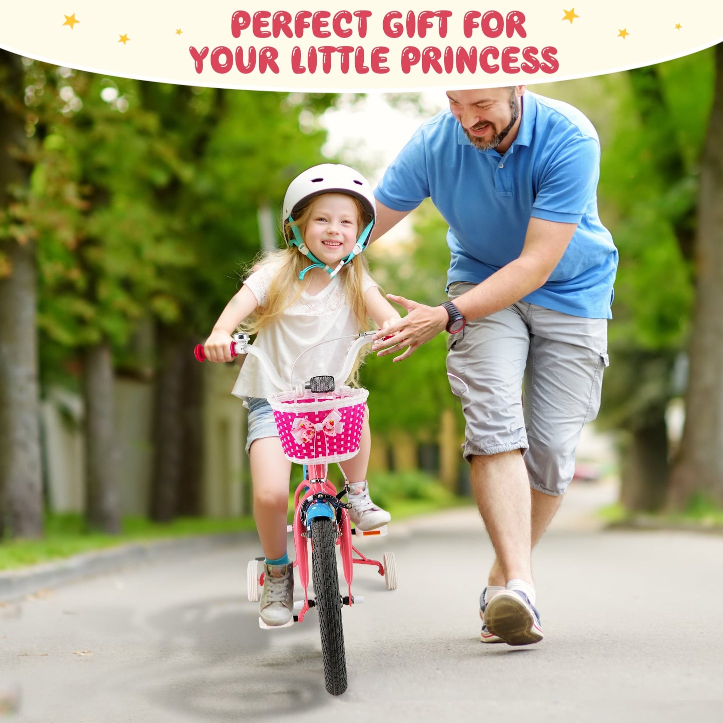 16 Inch Kids Bike with Training Wheels and Storage Basket-16 inches Kids Crystal