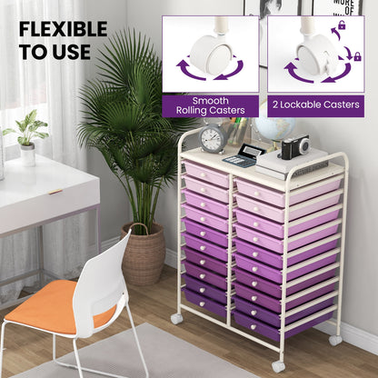 20 Drawers Rolling Storage Cart Studio Organizer-Purple