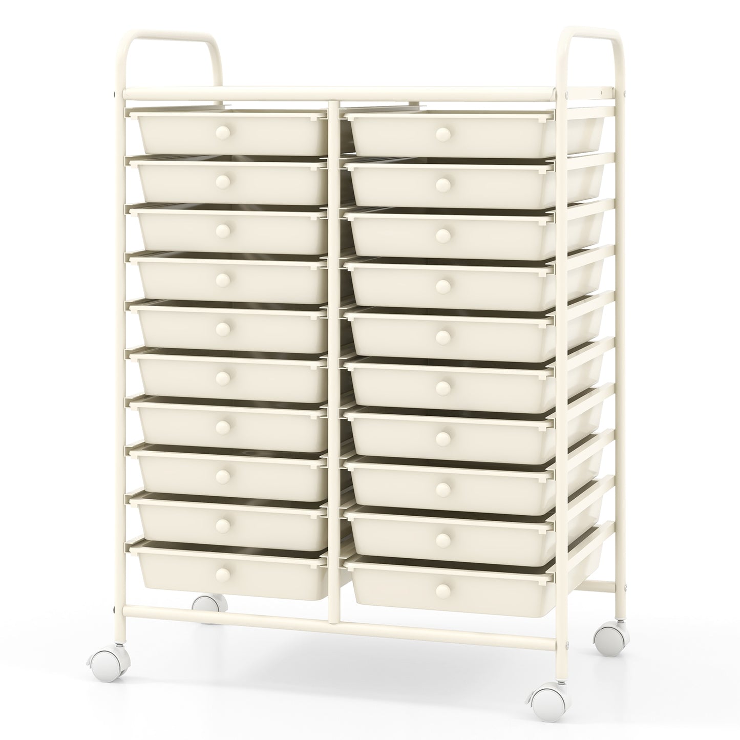 20 Drawers Rolling Storage Cart Studio Organizer-Beige Kids Crystal