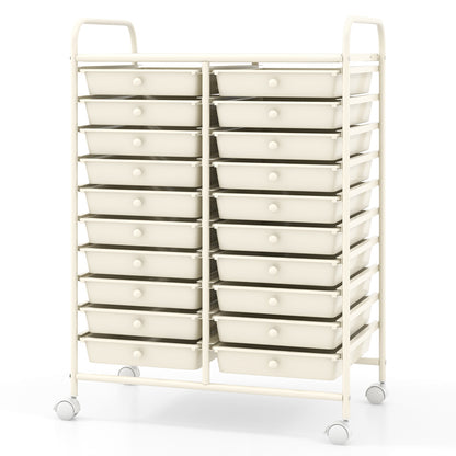 20 Drawers Rolling Storage Cart Studio Organizer-Beige