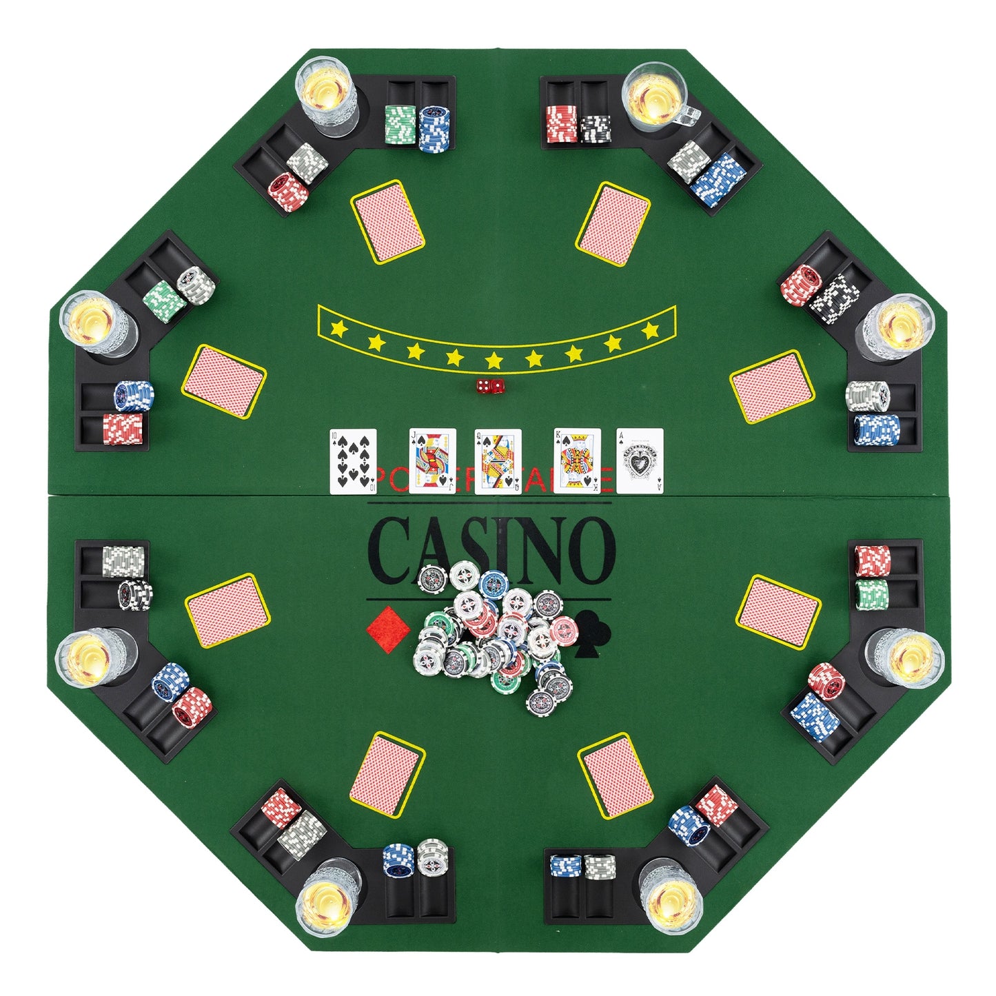 8-Player Foldable Poker Table Top with Carrying Bag-Green Kids Crystal