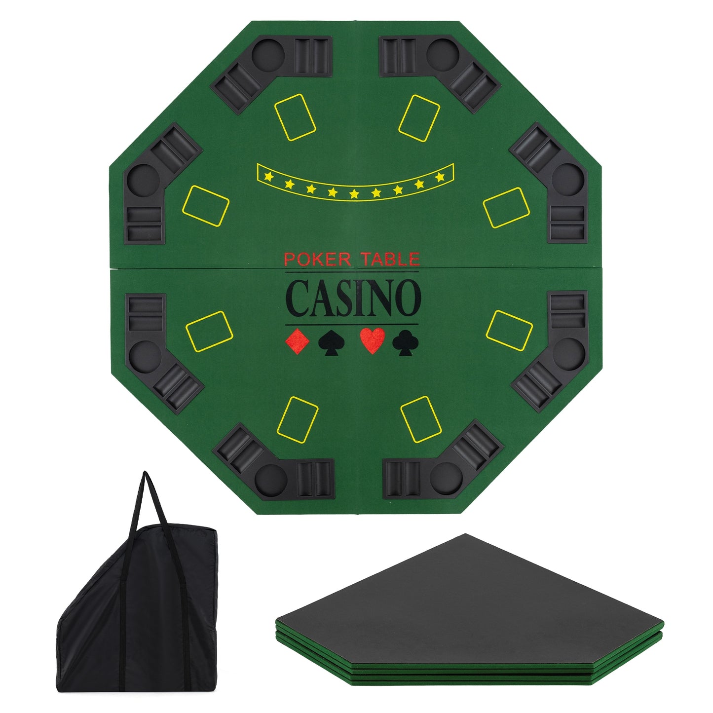 8-Player Foldable Poker Table Top with Carrying Bag-Green Kids Crystal