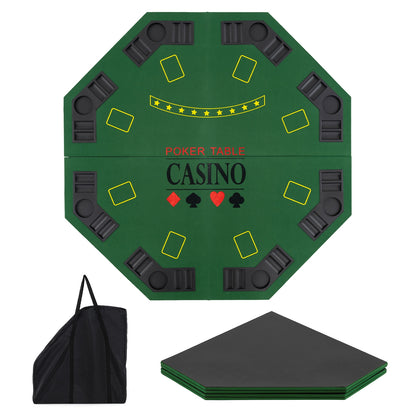 8-Player Foldable Poker Table Top with Carrying Bag-Green