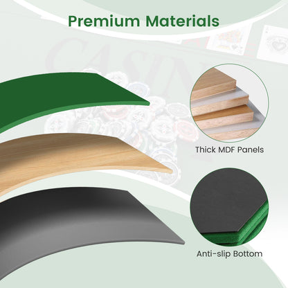 8-Player Foldable Poker Table Top with Carrying Bag-Green