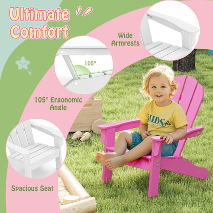 All-Weather HDPE Kid's Adirondack Chair with with High Backrest and Armrests-Pink