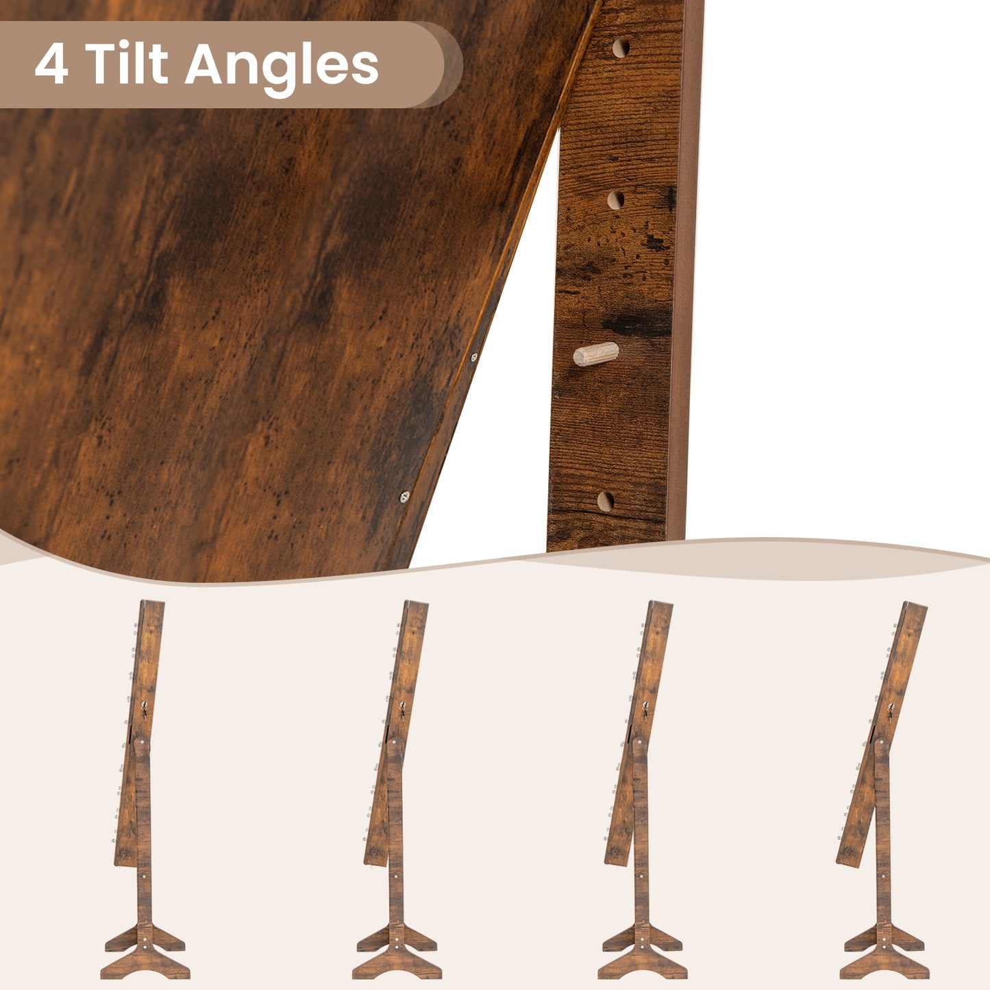 Mirror Jewelry Cabinet with 20 Warm Lights and 4 Tilt Angles-Rustic Brown Kids Crystal