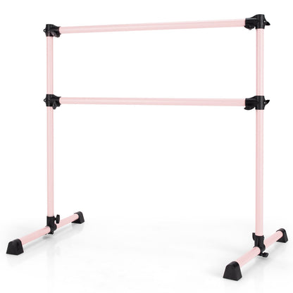 4 Feet Double Ballet Barre Bar with Adjustable Height-Pink