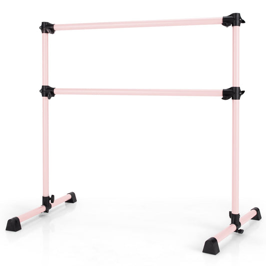 4 Feet Double Ballet Barre Bar with Adjustable Height-Pink Kids Crystal