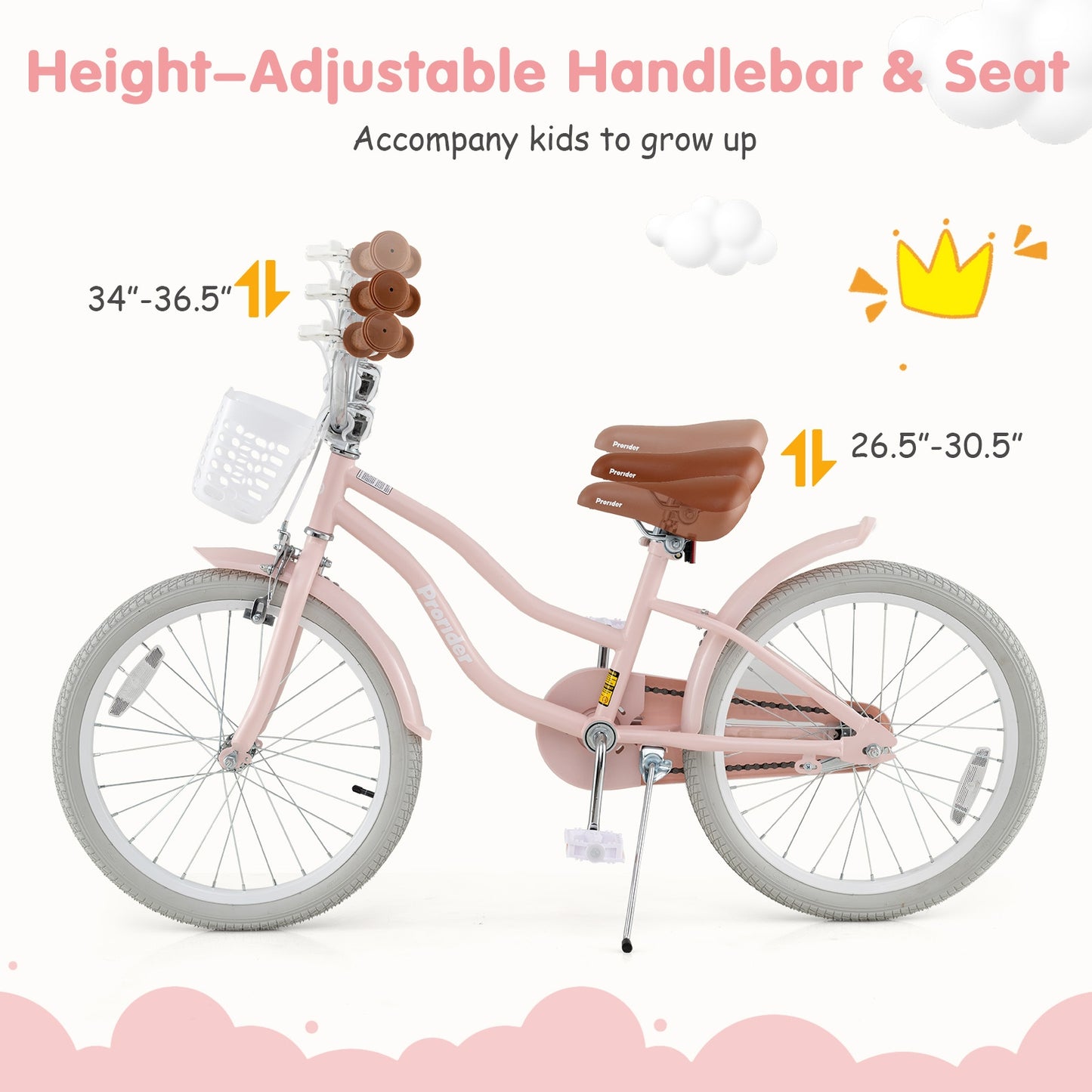 20 Inch Kids Bike with Kickstand for Boys Girls Kids Crystal
