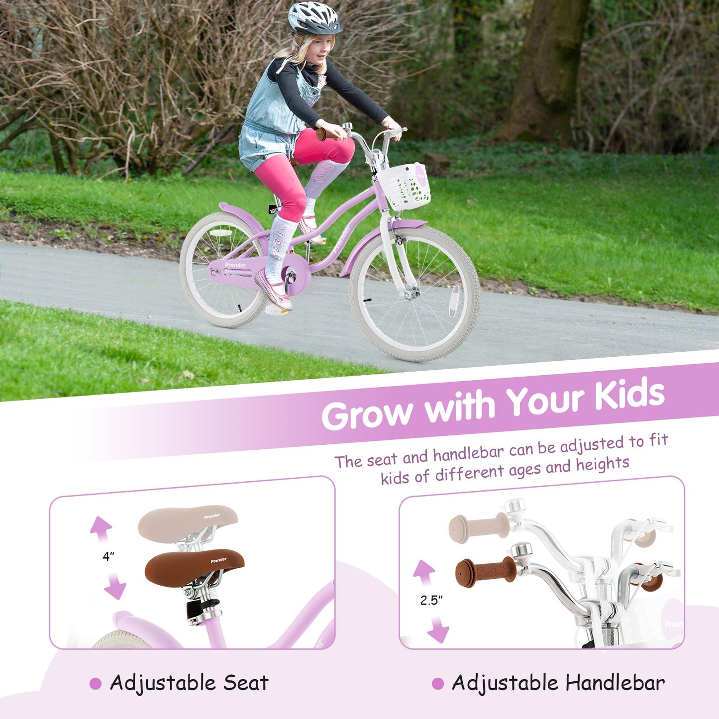 20 Inch Adjustable Kids Bike with 2 Brake System Kids Crystal