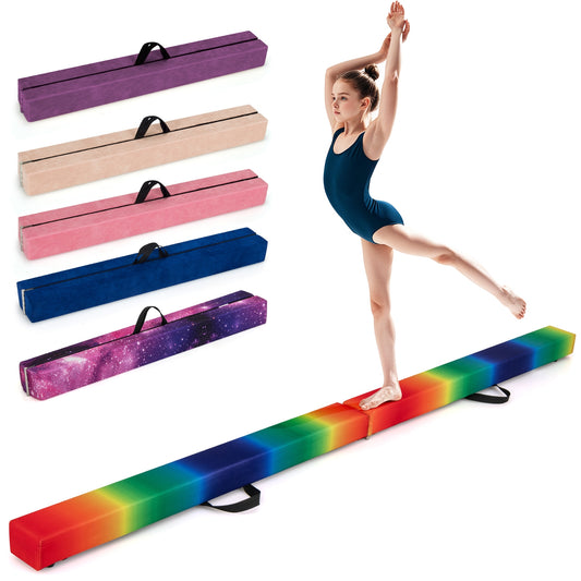 7 Feet Folding Portable Floor Balance Beam with Handles for Gymnasts-Muticolor