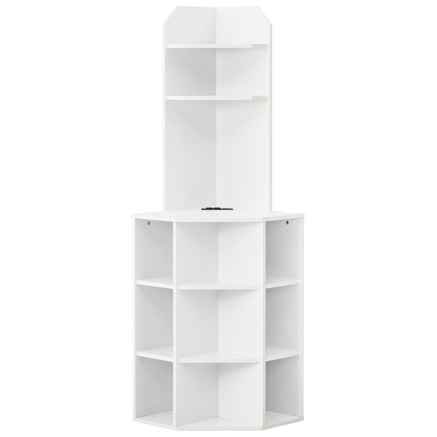 6-Tier Corner Shelf with Charging Station and 2 USB Ports-White Kids Crystal